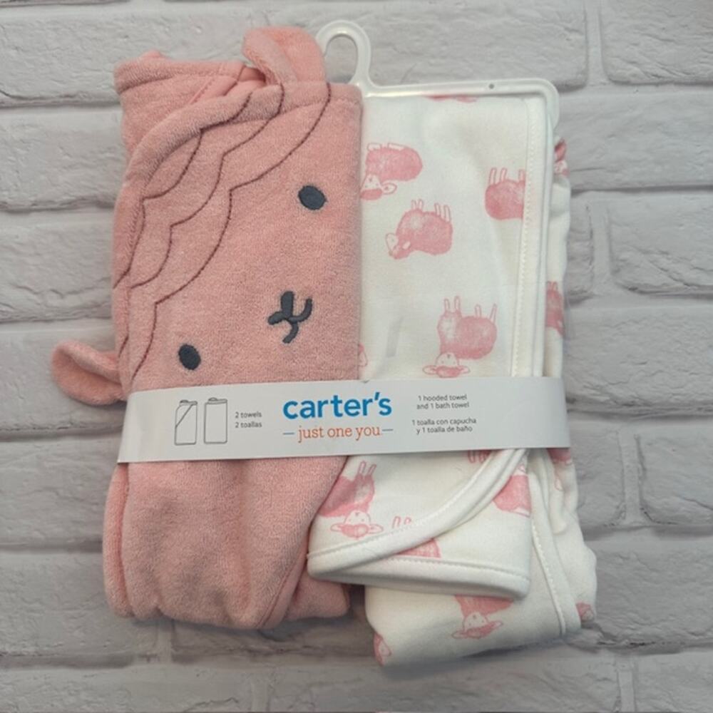 Carter's Just One You Baby Girls Pink Lamb Bath Towels - hooded & bath